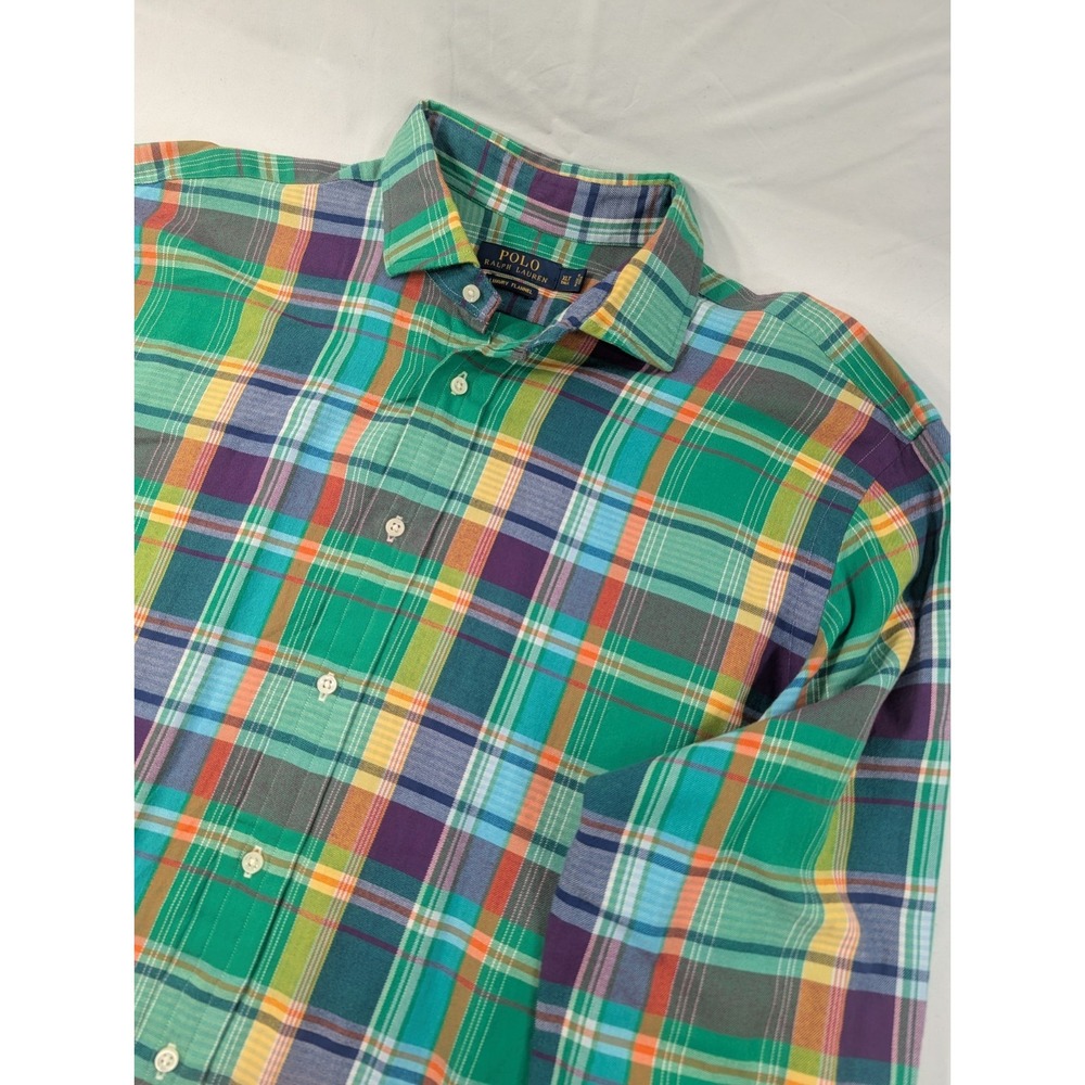 Vintage Polo Ralph Lauren Flannel Shirt Plaid Multi-Color Mens‎ XLT Tall